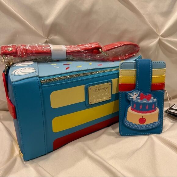 Loungefly Handbags - Loungefly Disney Snow White Cake Cosplay Crossbody Bag & Cardholder Set NWT 🍰